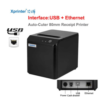 X Printer XP-T80Q Thermal POS Printer 80mm Ethernet + USB Port